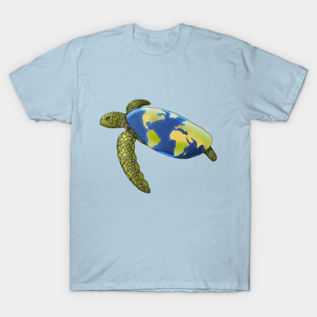 Save the Turtles / Save the Planet / Turtles Holding the Earth T-Shirt by Lunar Scrolls Design